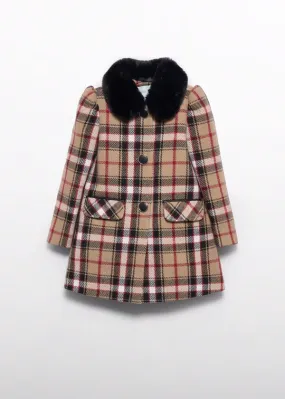 Abel & Lula Girls Plaid Coat  5835-1  Camel