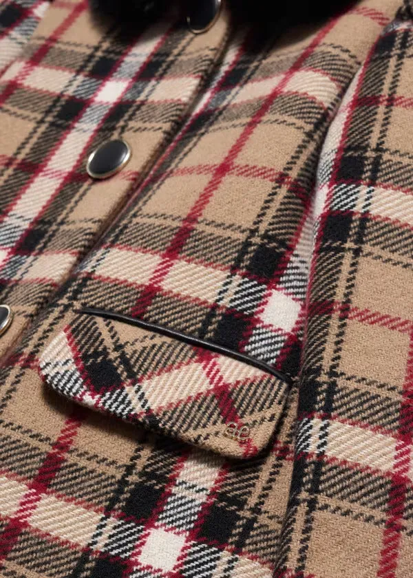Abel & Lula Girls Plaid Coat  5835-1  Camel
