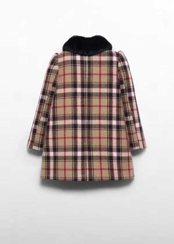Abel & Lula Girls Plaid Coat  5835-1  Camel