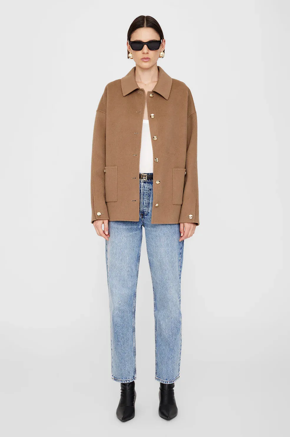 Anine Bing Luca Jacket Camel Cashmere Blend in Camel