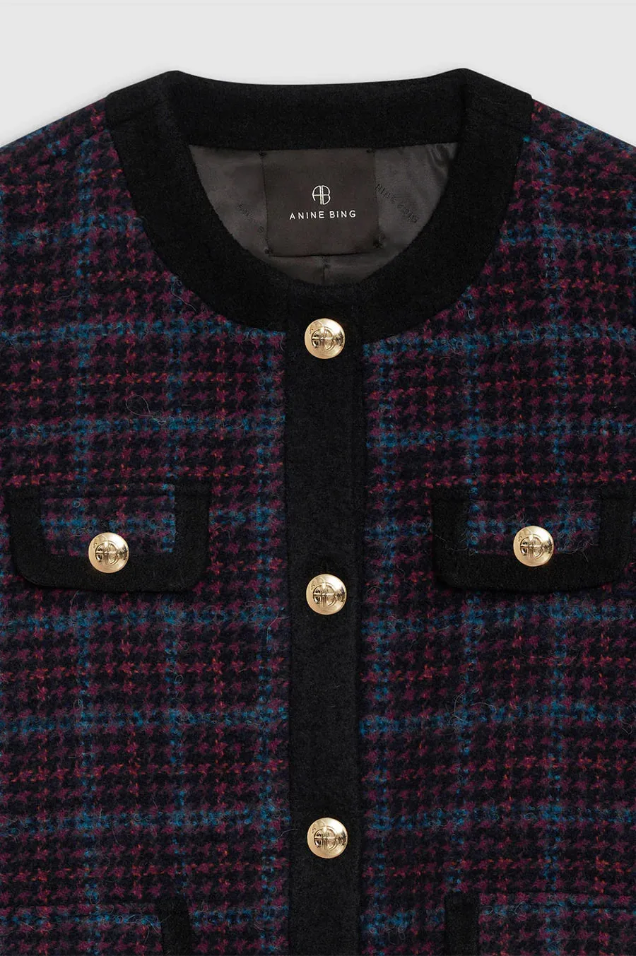 Anine Bing Lydia Jacket in Blue and Red Tweed