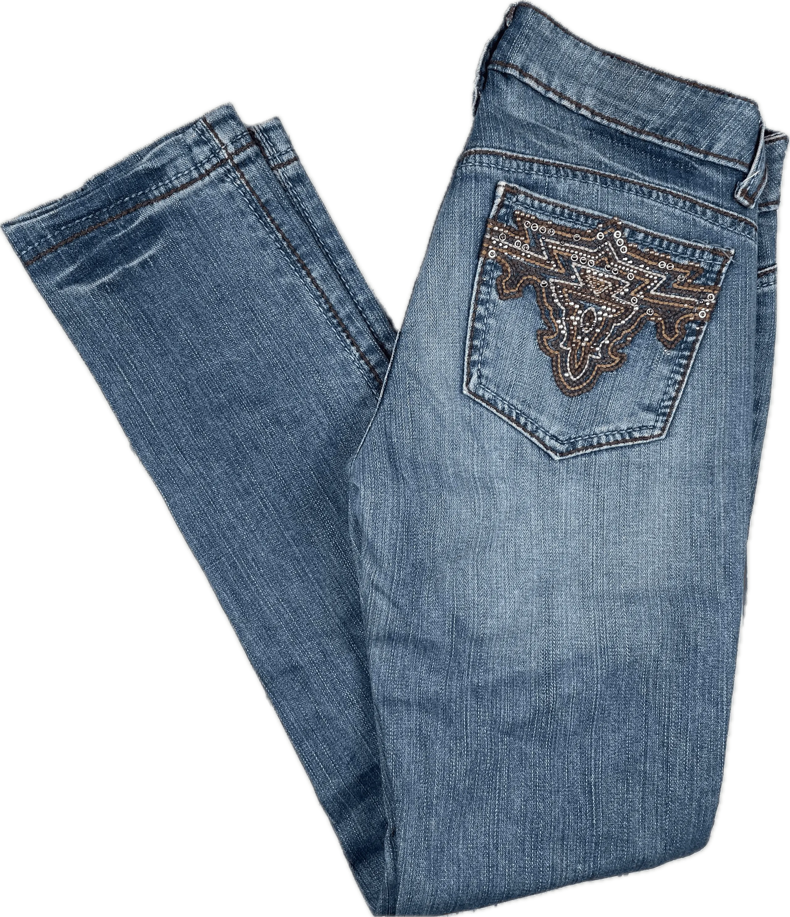 Antik Denim USA Embroidered Pocket Slim Fit Jeans- Size 25