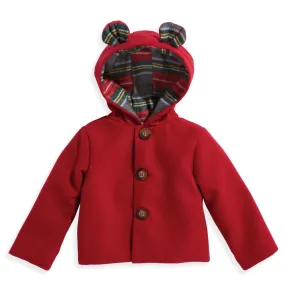 bella bliss Mouse Ears Hooded Coat - Red with Kingston Plaid