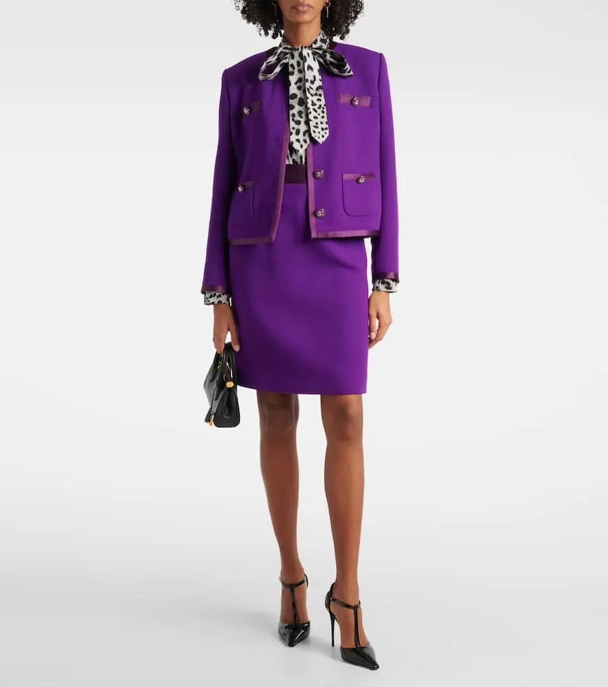 Dolce&Gabbana DG satin-trimmed wool-blend cr√É¬™pe jacket