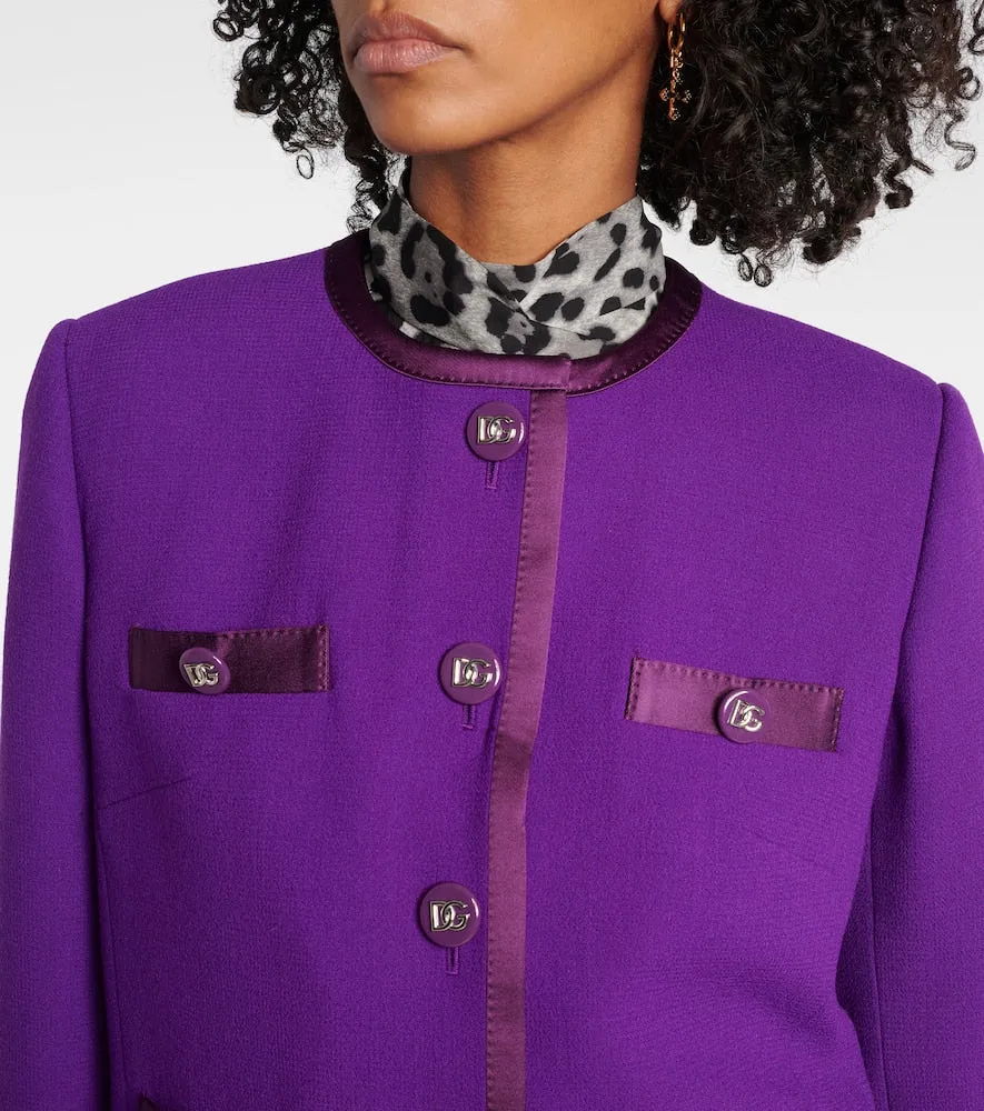 Dolce&Gabbana DG satin-trimmed wool-blend cr√É¬™pe jacket