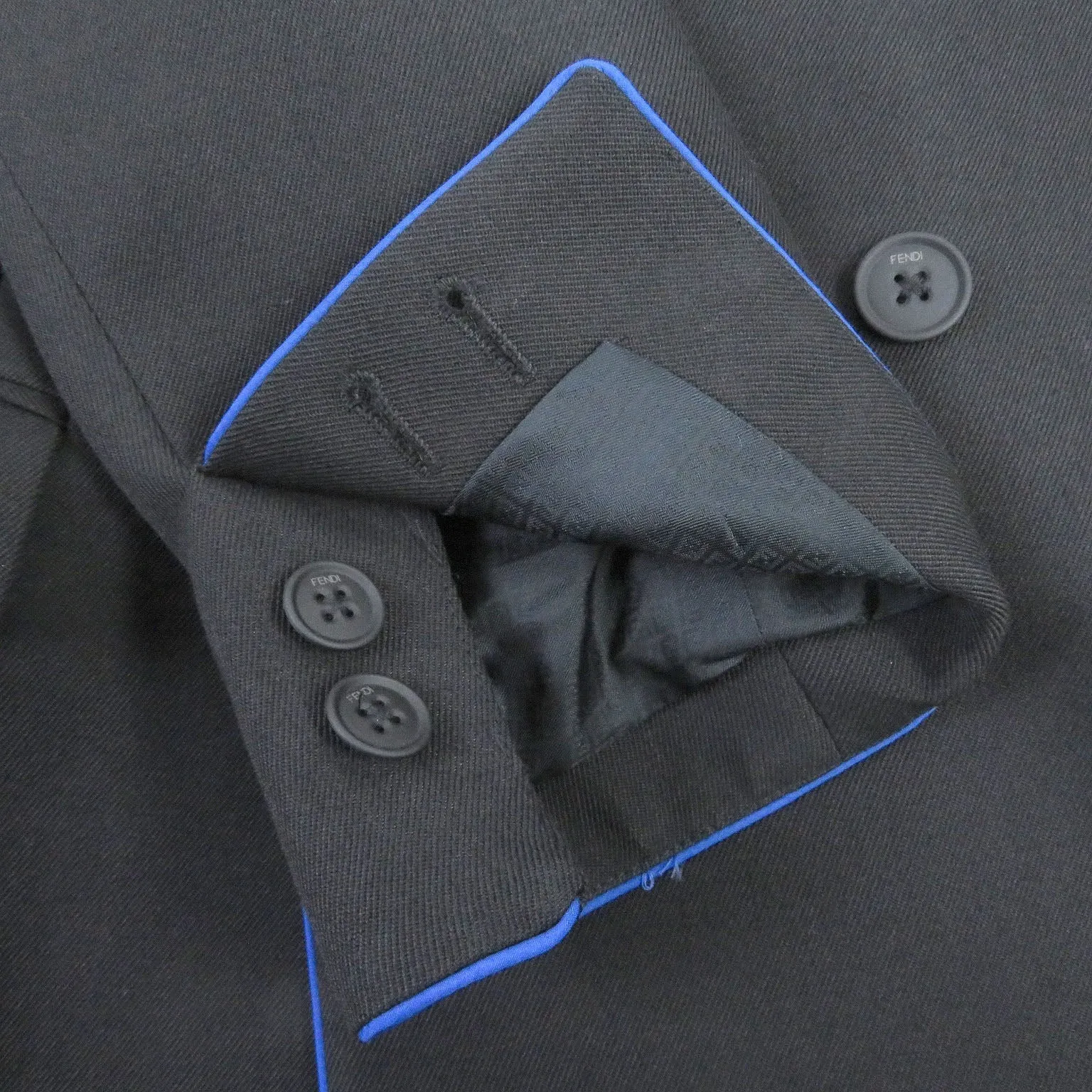 Fendi Wool Polyester Blazer Jacket Black 48
