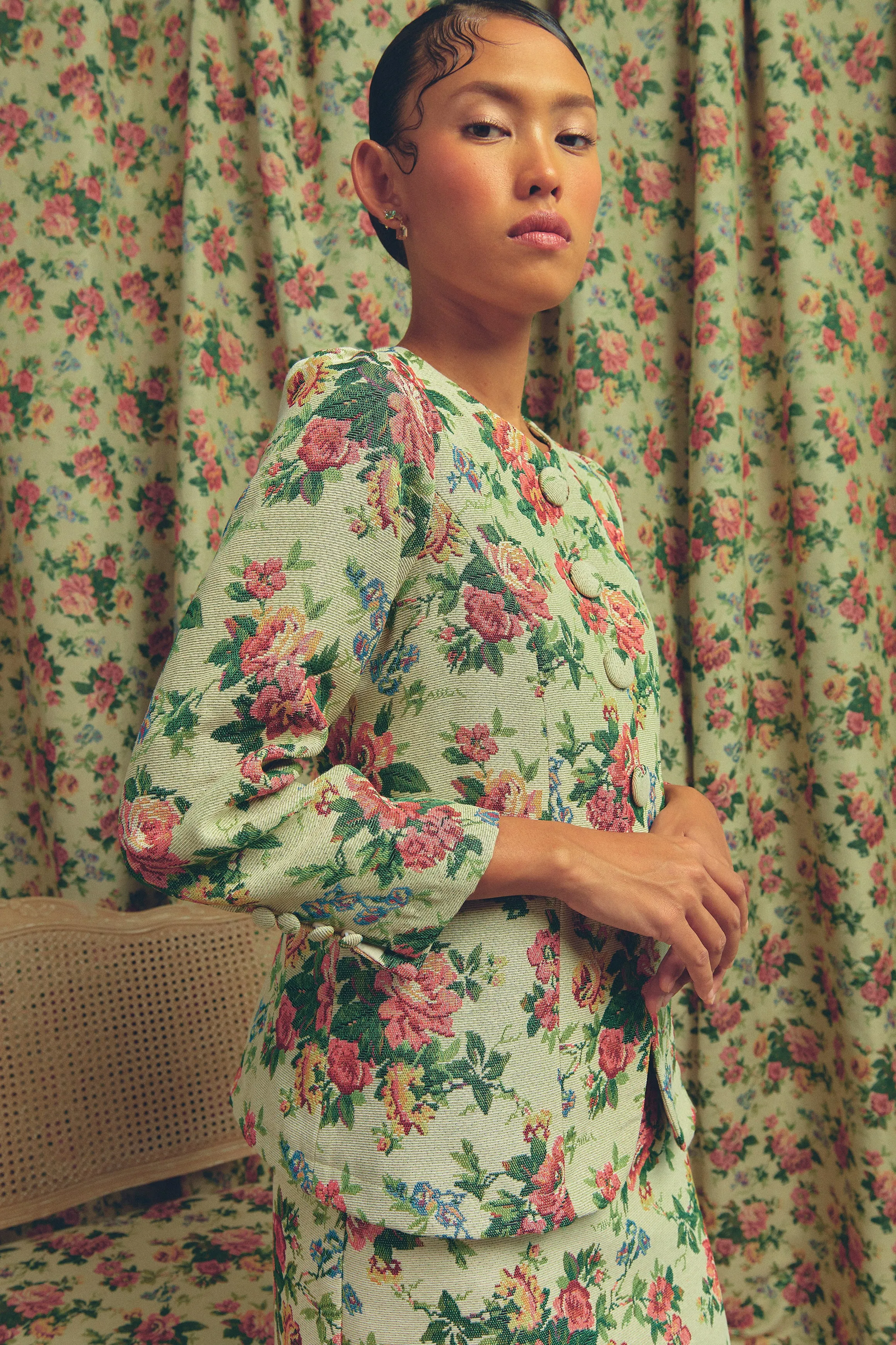 Heritage Brocade Waistcoat in Chamomile