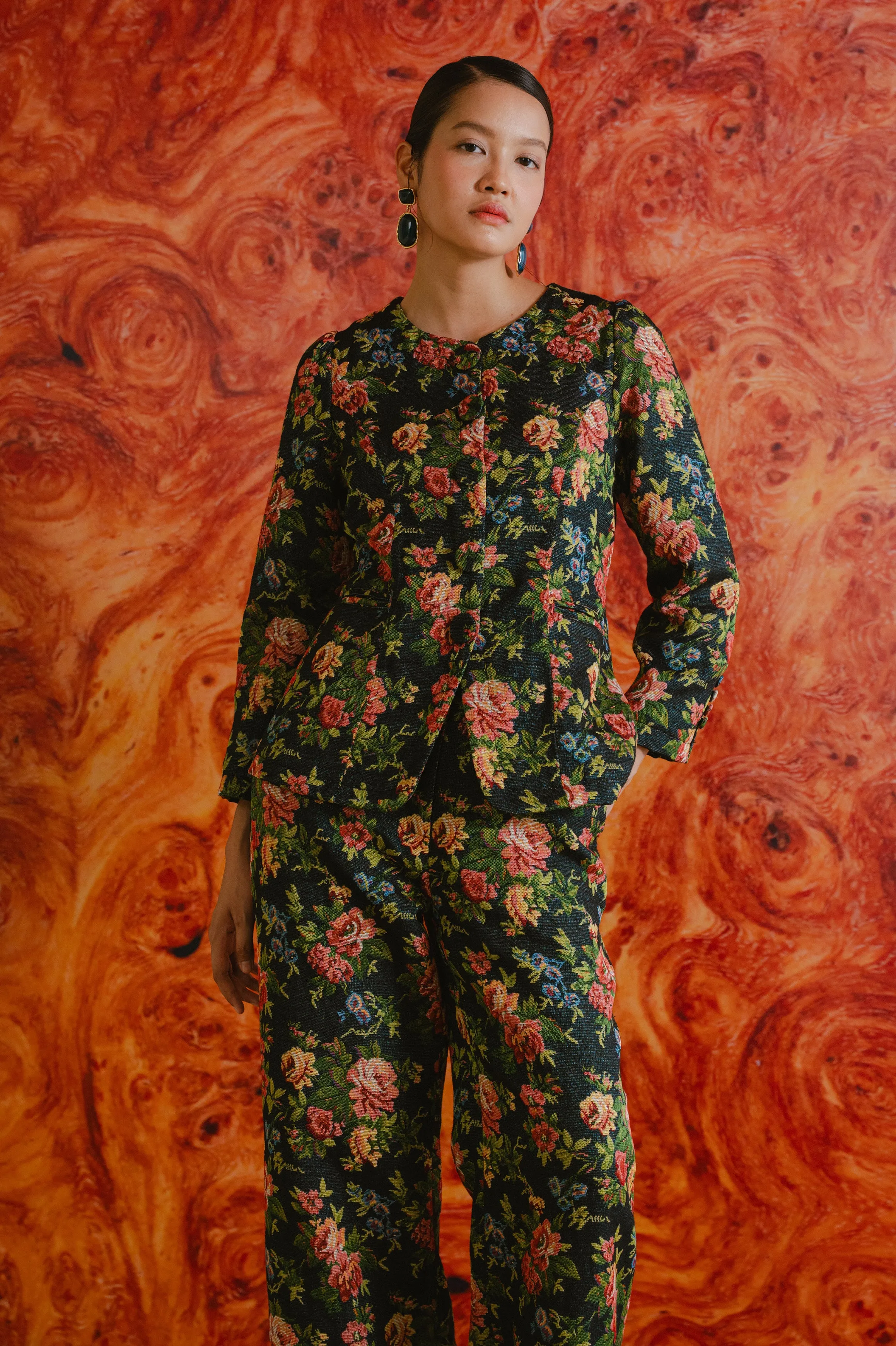 Heritage Brocade Waistcoat in Earl Grey