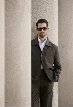 Italian Dark Brown Bamboo/Spandex/Silk/Wool Two Piece Suit