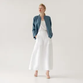 LIMITED EDITION Optical White Linen Twill Gardenia Skirt