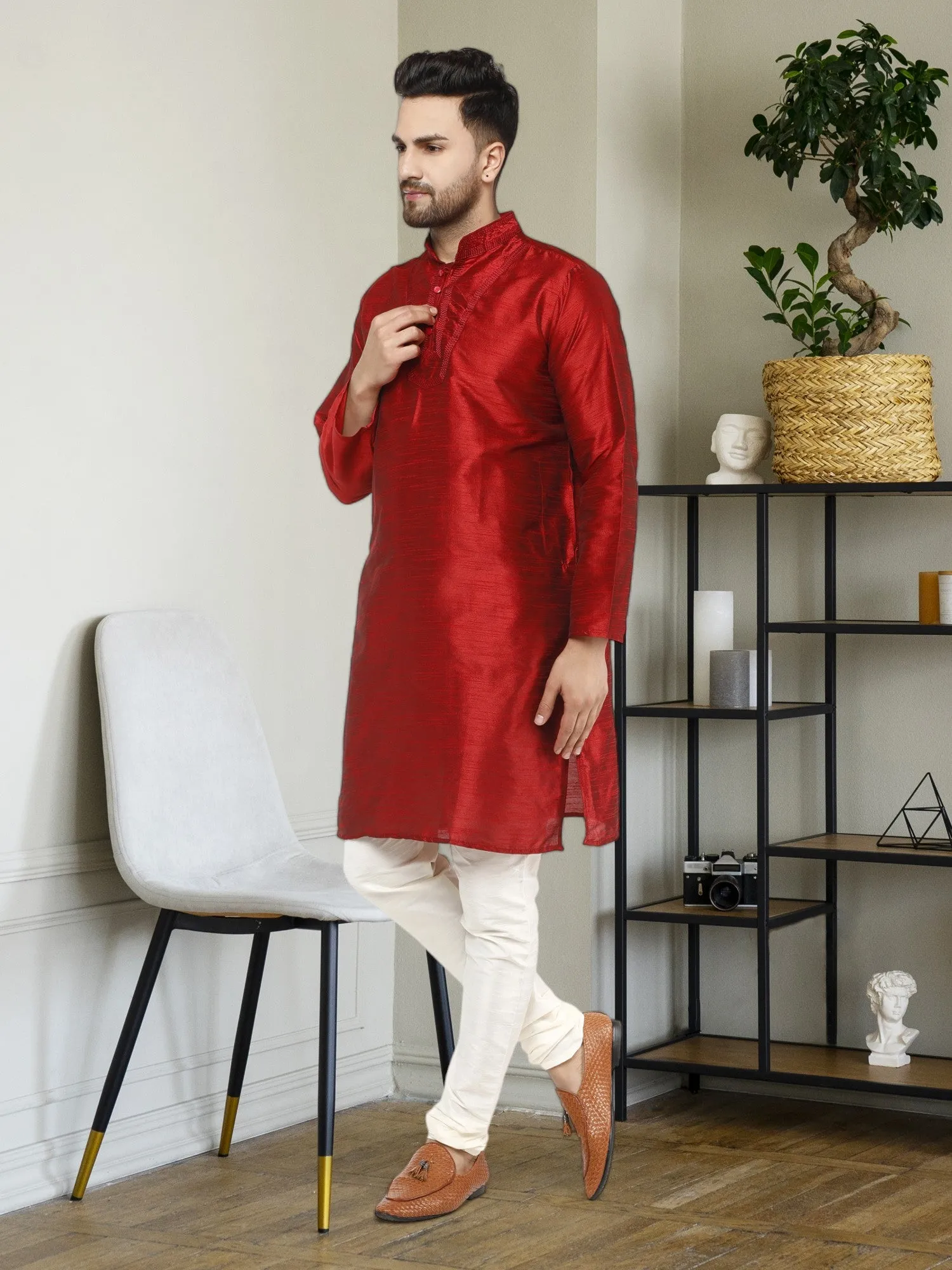 Men's Tunic Kurta Pyjama Traditional Wedding Party Ethnic Dress Set