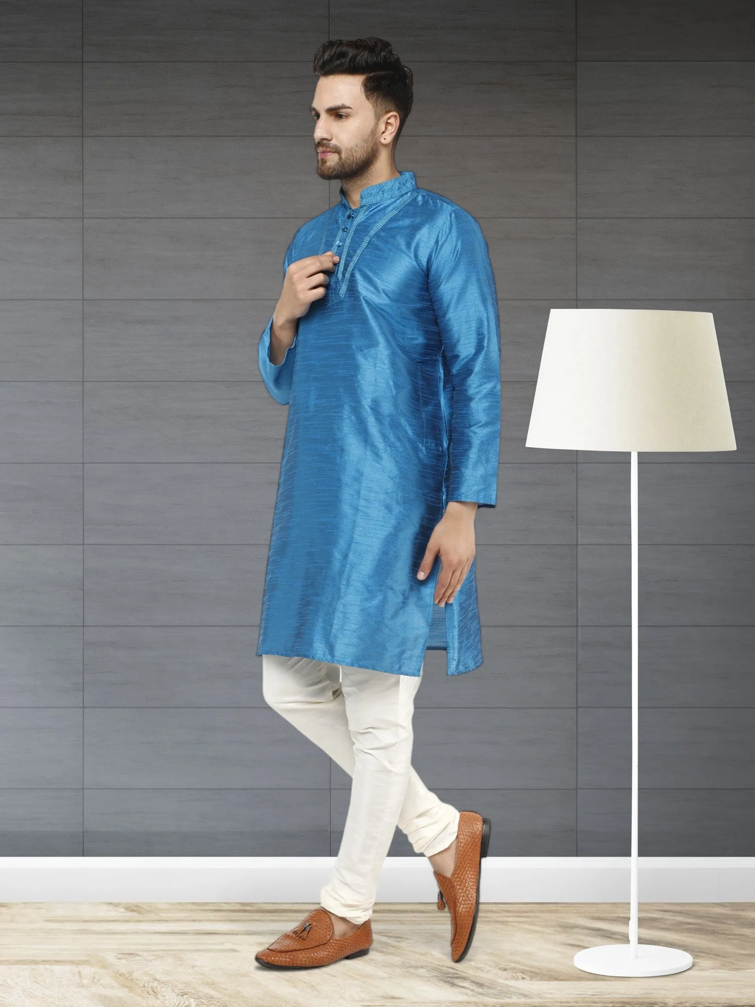 Men's Tunic Kurta Pyjama Traditional Wedding Party Ethnic Dress Set