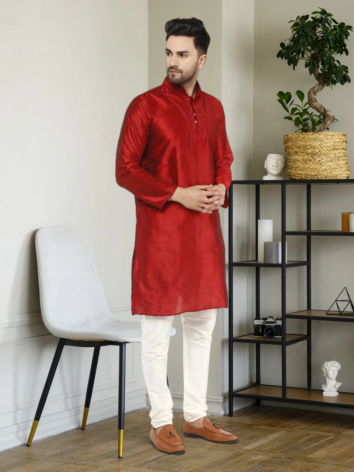 Men's Tunic Kurta Pyjama Traditional Wedding Party Ethnic Dress Set
