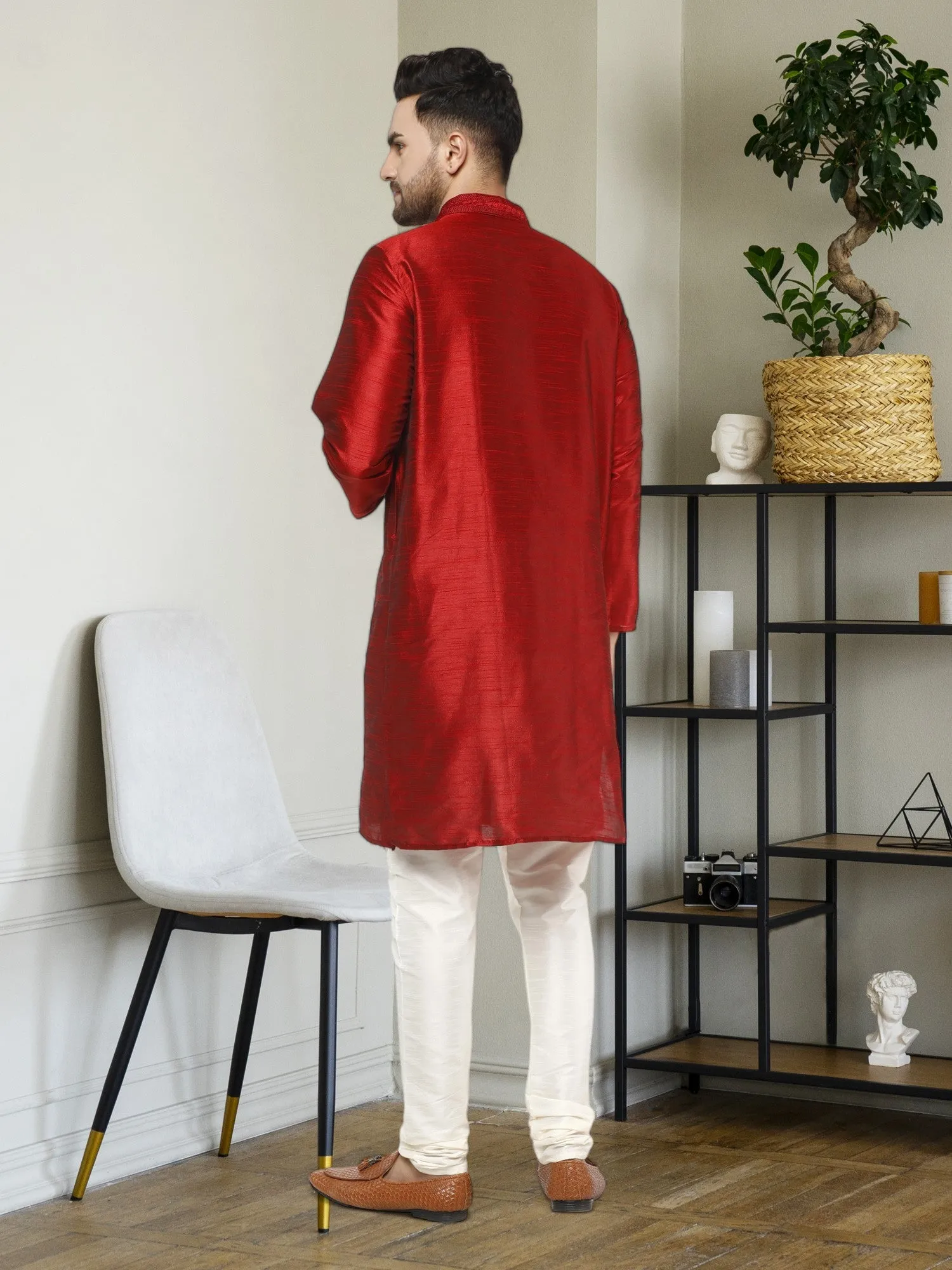 Men's Tunic Kurta Pyjama Traditional Wedding Party Ethnic Dress Set