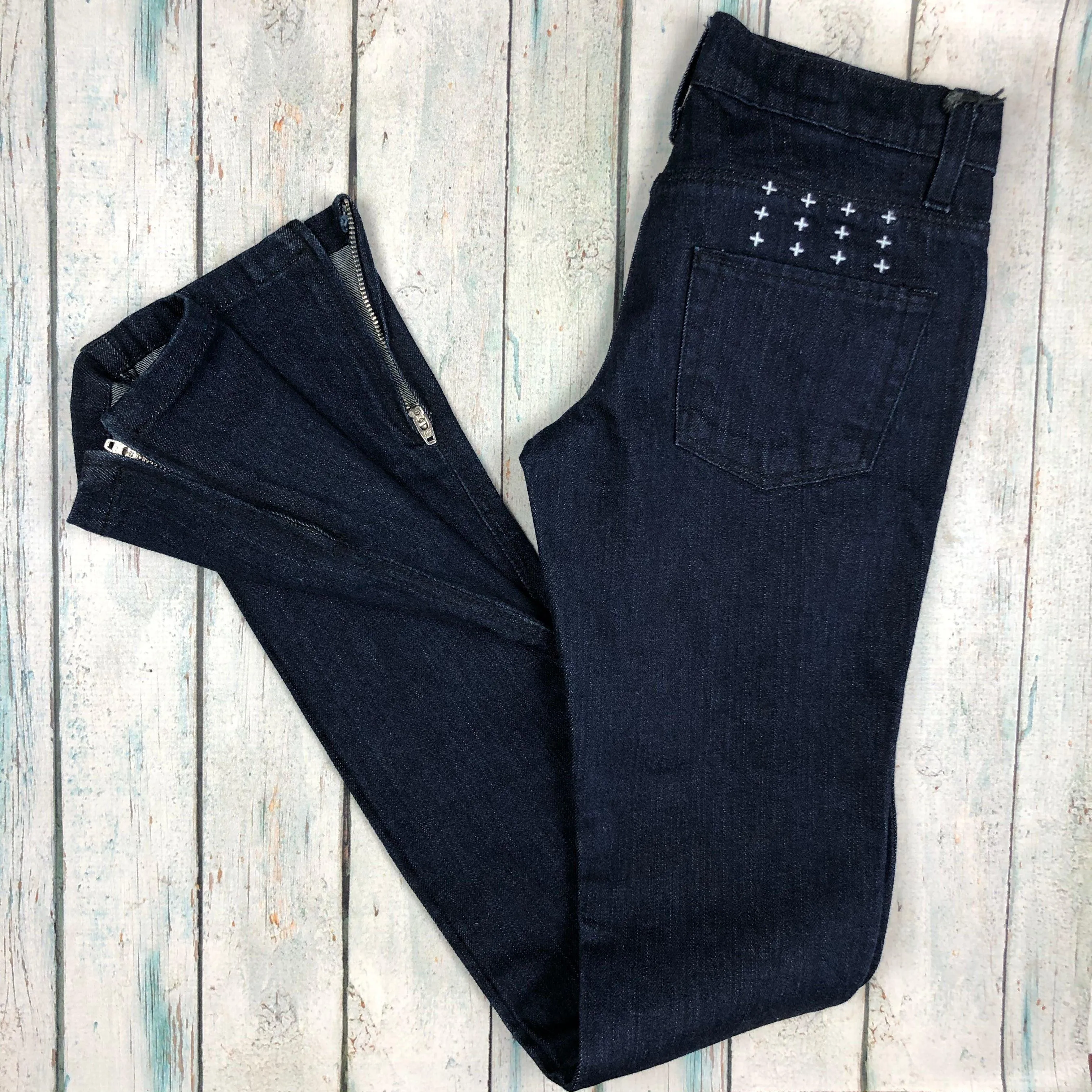 NEW -Tsubi Dark Wash Skinny Ankle Zip Jeans- Size 24