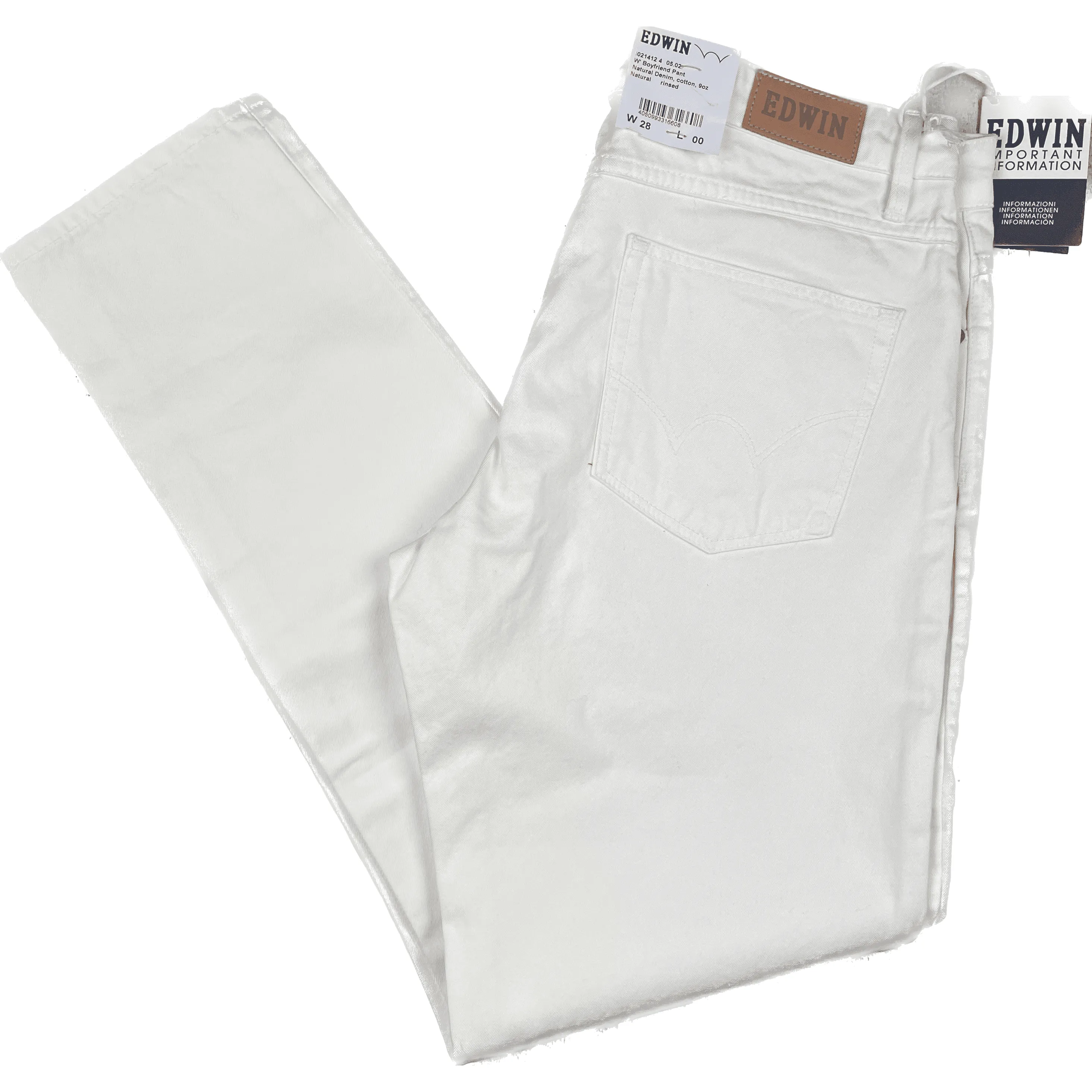 NWT- Edwin  'Boyfriend Pant' Mid Rise White Jeans -Size 28