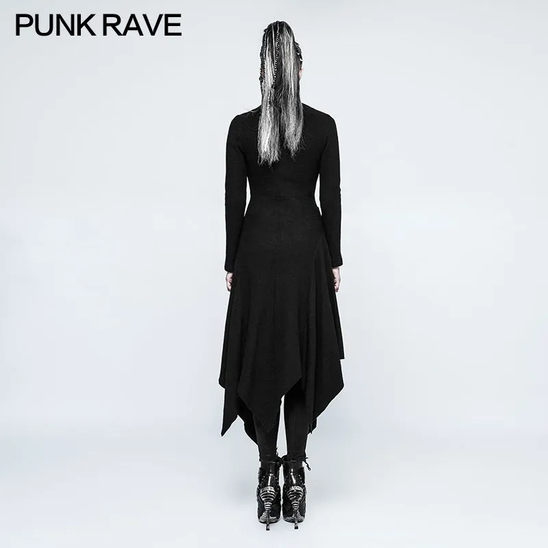 OPY-217 Women Woolen Witch Asymmetry Gothic Jackets With Multi Split Design