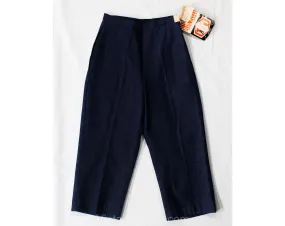 Size 0 Denim Capri Pants - XXS 1950s Classic Pedal Pushers - 50s 60s Dark Blue Indigo Cotton - Pin Up Girl NWT Deadstock - Waist 22.5