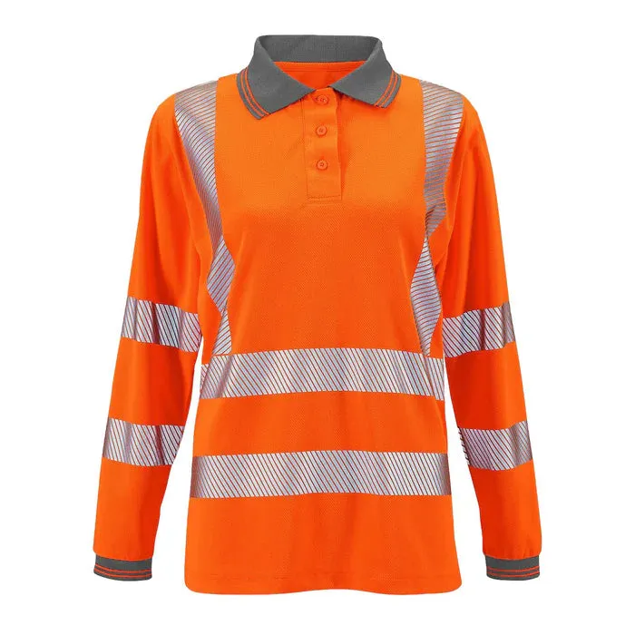 Step Ahead Ladies Hi-Viz Long Sleeve Polo Shirt Class 2/3