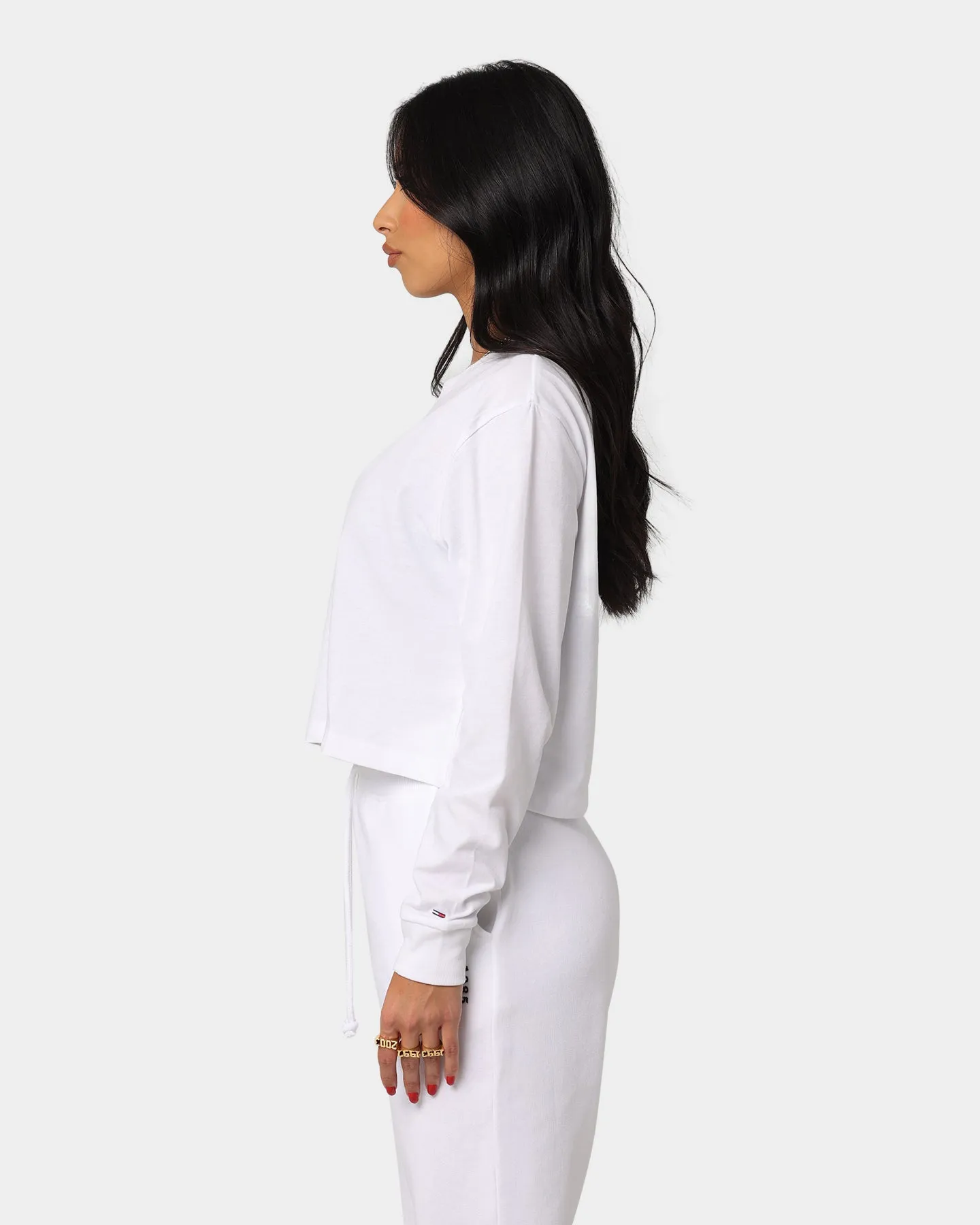 Tommy Jeans Women's Cropped Long Sleeve T-Shirt White