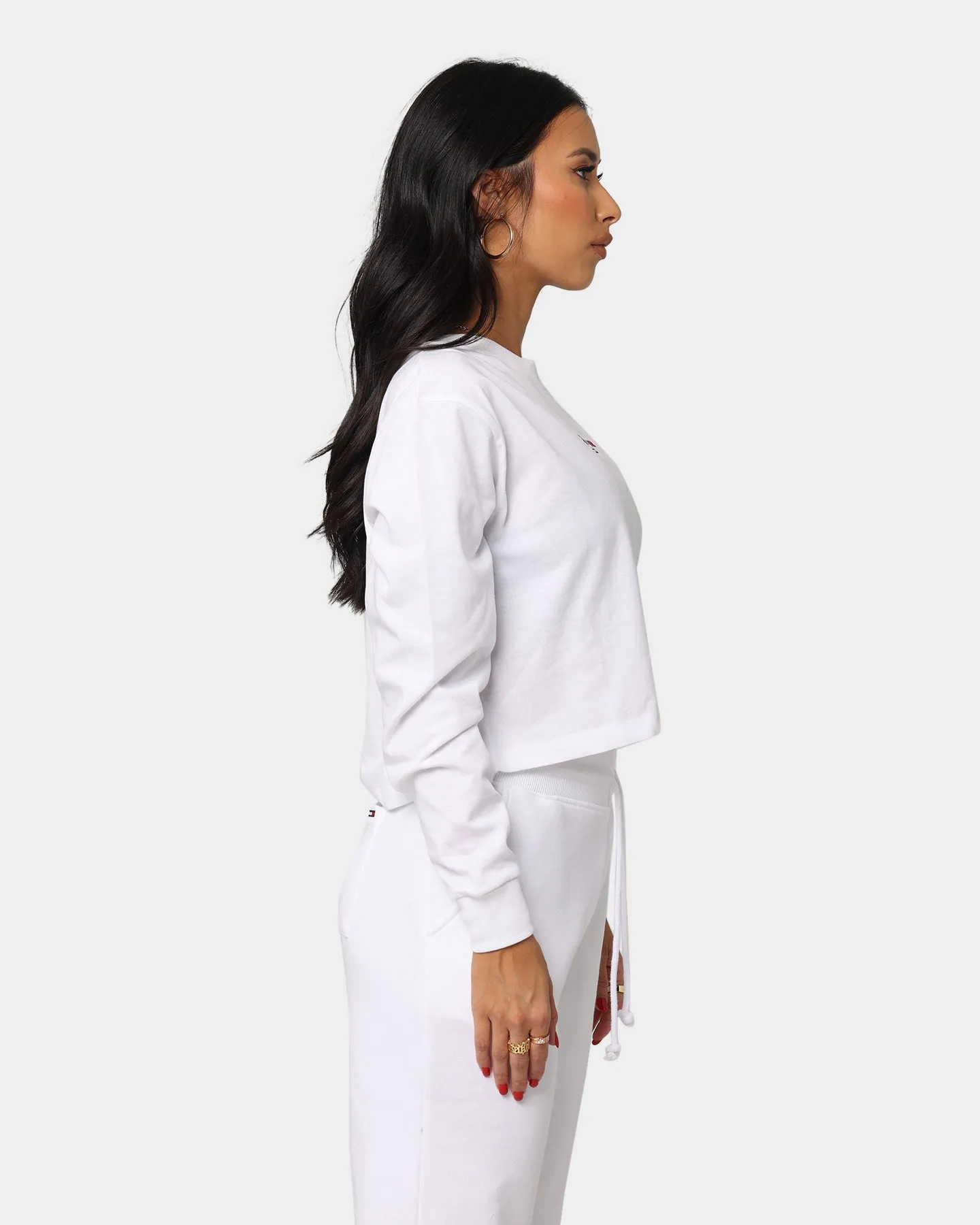 Tommy Jeans Women's Cropped Long Sleeve T-Shirt White