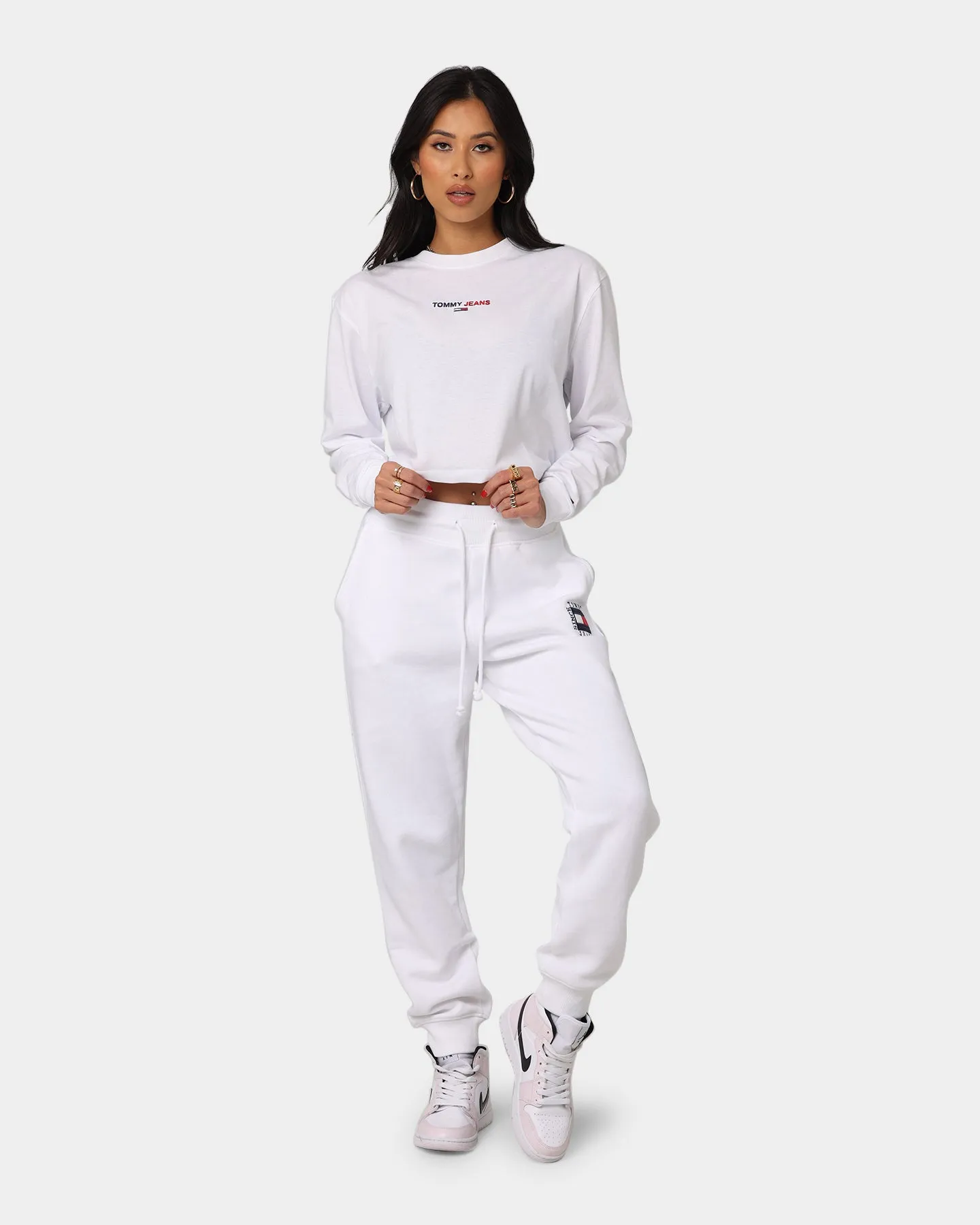 Tommy Jeans Women's Cropped Long Sleeve T-Shirt White