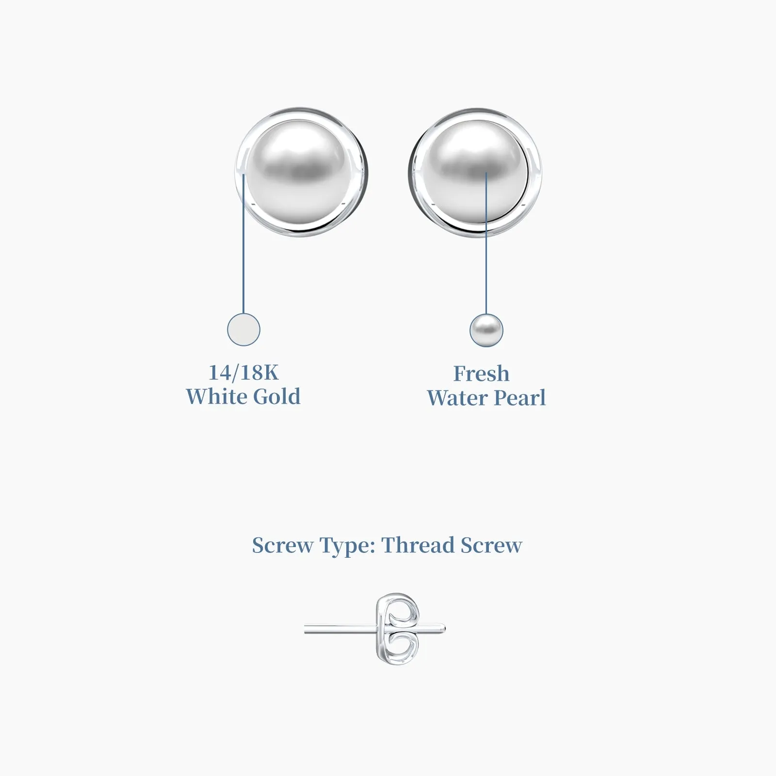 White Gold Little Pearl Earstuds